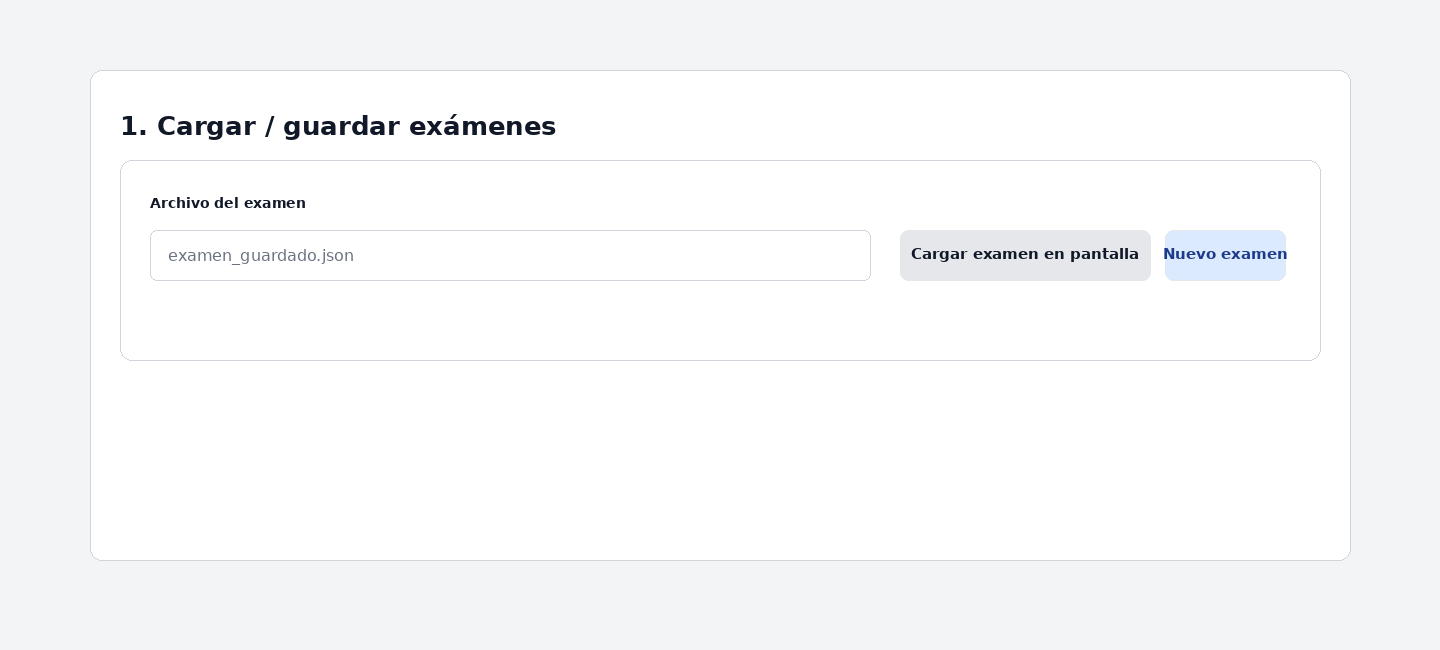 Cargar o guardar exámenes